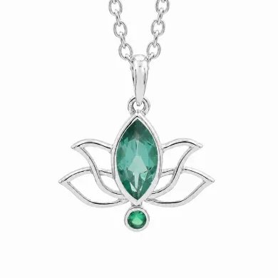 Marquise Cut Emerald Green Cubic Zirconia Pendant in 925 Sterling Silver