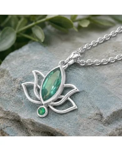 Marquise Cut Emerald Green Cubic Zirconia Pendant in 925 Sterling Silver