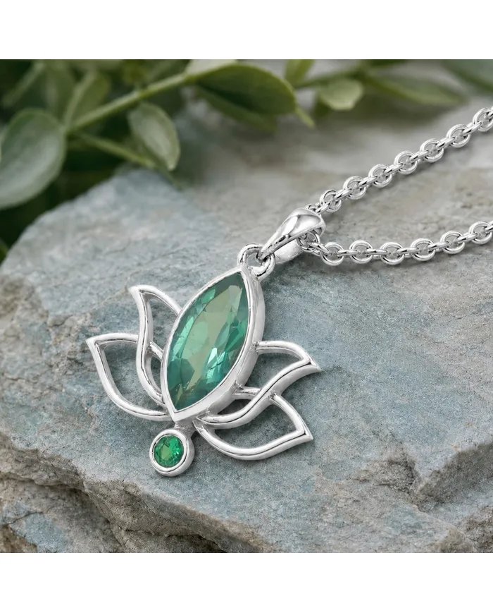 Marquise Cut Emerald Green Cubic Zirconia Pendant in 925 Sterling Silver