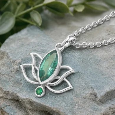 Marquise Cut Emerald Green Cubic Zirconia Pendant in 925 Sterling Silver