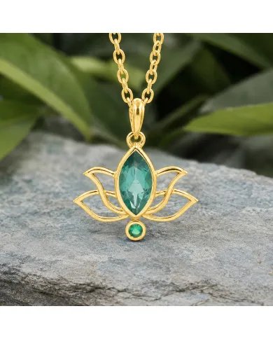 Gold Plated Emerald Green Cubic Zirconia Pendant in 925 Sterling Silver
