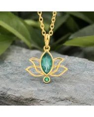 Gold Plated Emerald Green Cubic Zirconia Pendant in 925 Sterling Silver