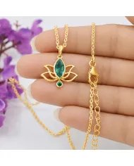 Gold Plated Emerald Green Cubic Zirconia Pendant in 925 Sterling Silver
