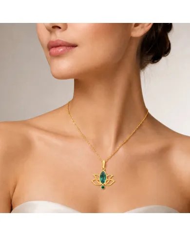 Gold Plated Emerald Green Cubic Zirconia Pendant in 925 Sterling Silver