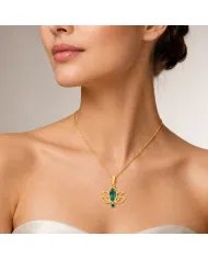 Gold Plated Emerald Green Cubic Zirconia Pendant in 925 Sterling Silver