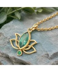 Gold Plated Emerald Green Cubic Zirconia Pendant in 925 Sterling Silver