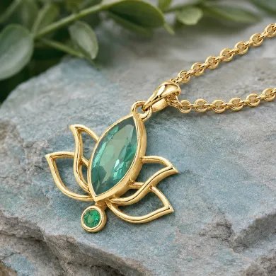 Gold Plated Emerald Green Cubic Zirconia Pendant in 925 Sterling Silver