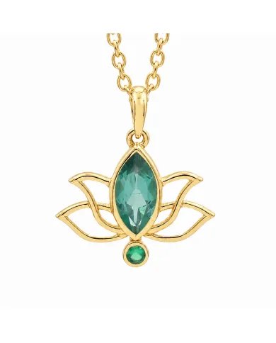 Gold Plated Emerald Green Cubic Zirconia Pendant in 925 Sterling Silver