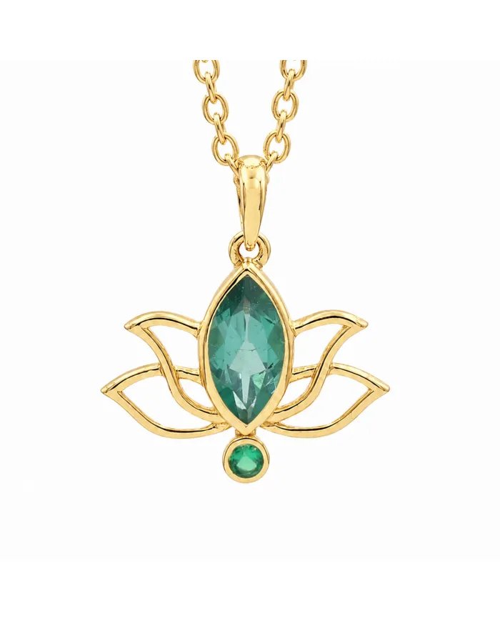 Gold Plated Emerald Green Cubic Zirconia Pendant in 925 Sterling Silver