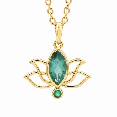 Gold Plated Emerald Green Cubic Zirconia Pendant in 925 Sterling Silver