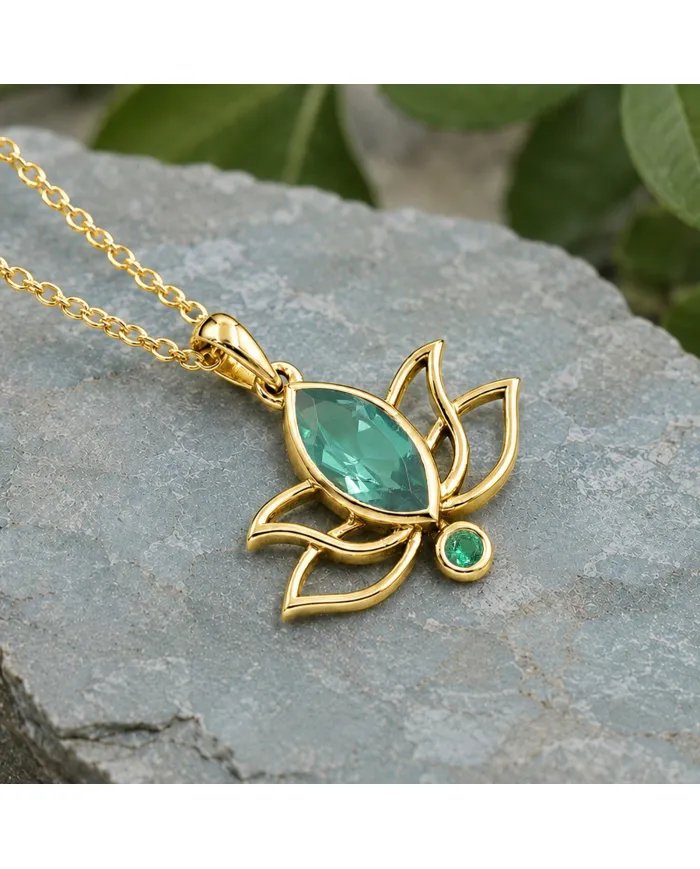 Gold Plated Emerald Green Cubic Zirconia Pendant in 925 Sterling Silver