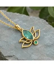 Gold Plated Emerald Green Cubic Zirconia Pendant in 925 Sterling Silver