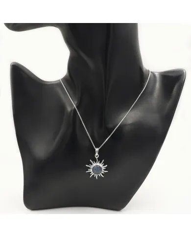 Face Carved Labradorite Pendant in 925 Sterling Silver Gemstone Jewelry