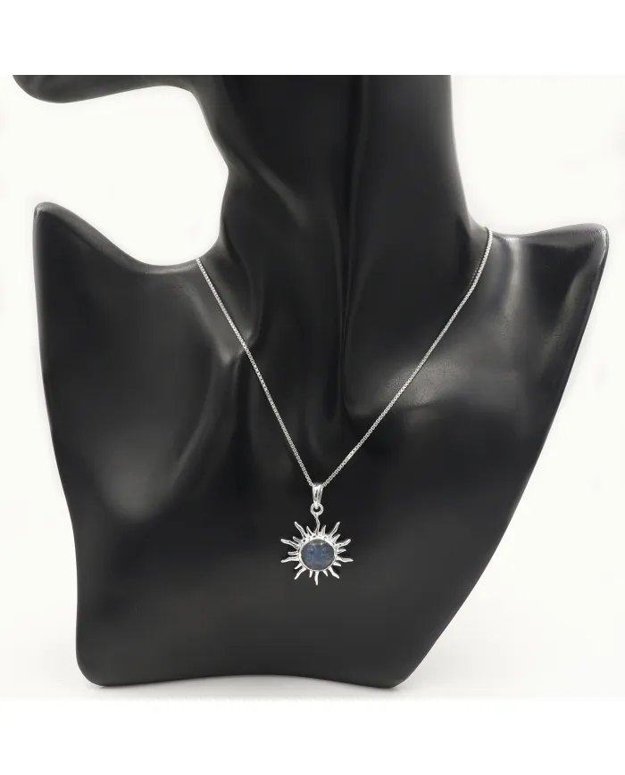 Face Carved Labradorite Pendant in 925 Sterling Silver Gemstone Jewelry
