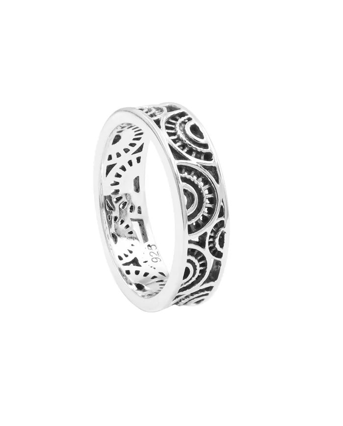 Oxidized 925 Sterling Silver Band Ring – Unique Design Jewelry