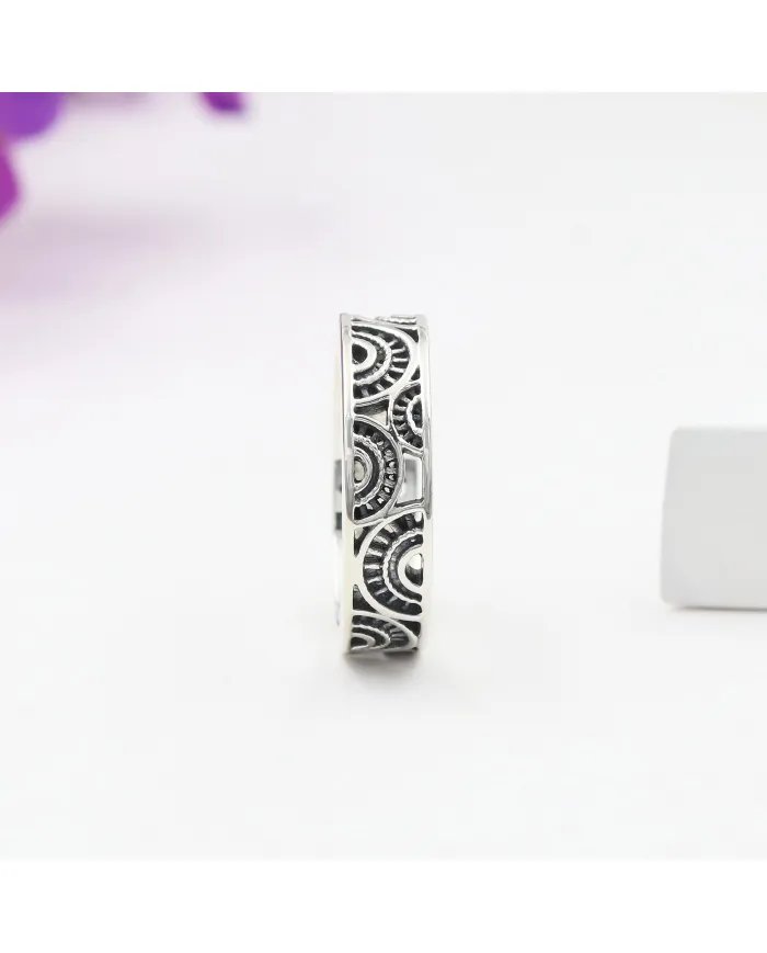 Oxidized 925 Sterling Silver Band Ring – Unique Design Jewelry