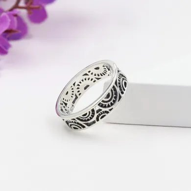 Oxidized 925 Sterling Silver Band Ring – Unique Design Jewelry