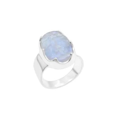 Raw Moonstone Ring in 925 Sterling Silver Handmade Gemstone Jewelry