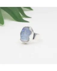Raw Moonstone Ring in 925 Sterling Silver Handmade Gemstone Jewelry