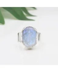 Raw Moonstone Ring in 925 Sterling Silver Handmade Gemstone Jewelry