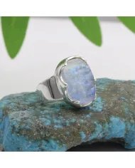 Raw Moonstone Ring in 925 Sterling Silver Handmade Gemstone Jewelry
