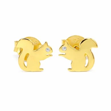 Swarovski Crystal Squirrel Stud Earrings - Gold Plated 925 Silver