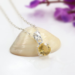 Citrine Sterling Silver Pendant Necklace - Handmade Gemstone Jewelry