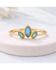 Labradorite Gemstone Ring – Gold Plated 925 Sterling Silver