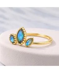 Labradorite Gemstone Ring – Gold Plated 925 Sterling Silver