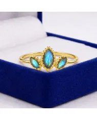 Labradorite Gemstone Ring – Gold Plated 925 Sterling Silver