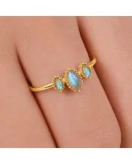 Labradorite Gemstone Ring – Gold Plated 925 Sterling Silver