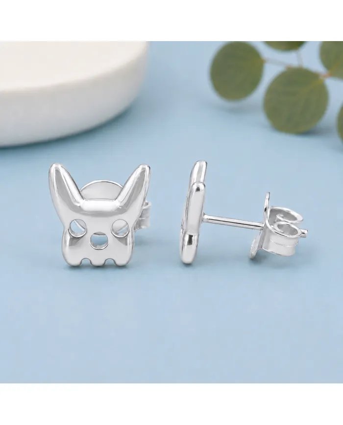 Animal-Inspired Bulldog Stud Earrings in 925 Sterling Silver