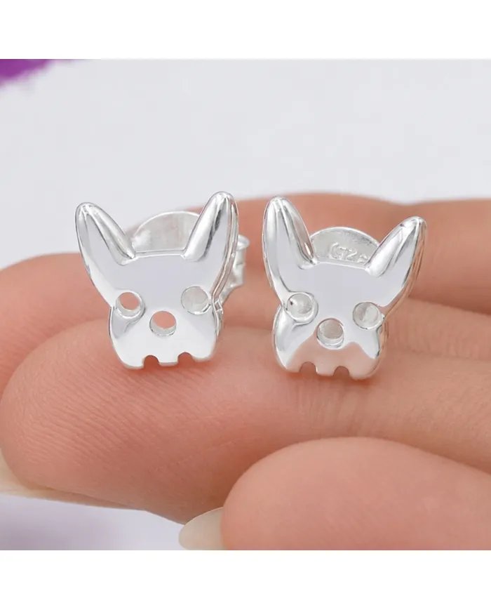 Animal-Inspired Bulldog Stud Earrings in 925 Sterling Silver