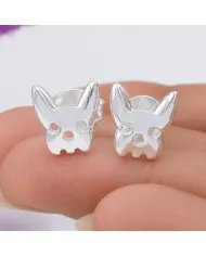 Animal-Inspired Bulldog Stud Earrings in 925 Sterling Silver