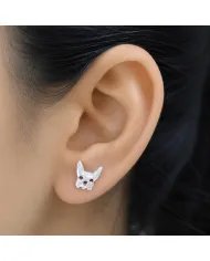 Animal-Inspired Bulldog Stud Earrings in 925 Sterling Silver