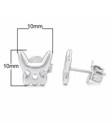 Animal-Inspired Bulldog Stud Earrings in 925 Sterling Silver