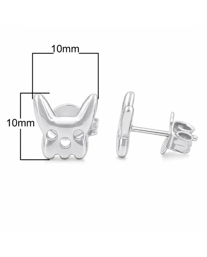 Animal-Inspired Bulldog Stud Earrings in 925 Sterling Silver