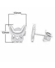 Animal-Inspired Bulldog Stud Earrings in 925 Sterling Silver