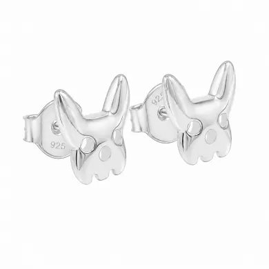 Animal-Inspired Bulldog Stud Earrings in 925 Sterling Silver