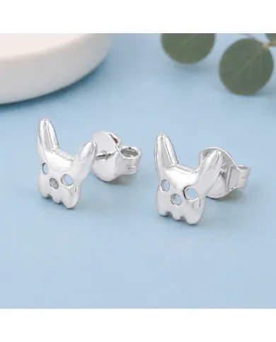 Animal-Inspired Bulldog Stud Earrings in 925 Sterling Silver