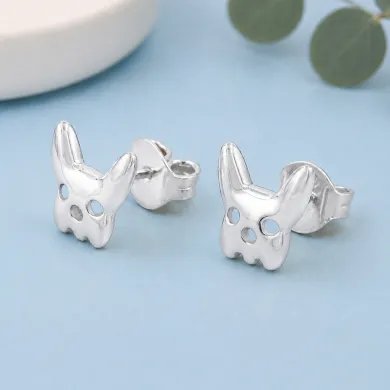 Animal-Inspired Bulldog Stud Earrings in 925 Sterling Silver