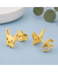 Gold Plated Bulldog Stud Earrings | Animal-Inspired 925 Silver Jewelry