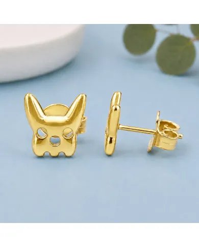 Gold Plated Bulldog Stud Earrings | Animal-Inspired 925 Silver Jewelry