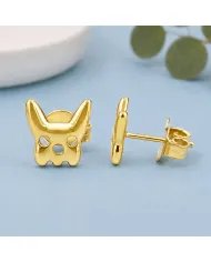 Gold Plated Bulldog Stud Earrings | Animal-Inspired 925 Silver Jewelry