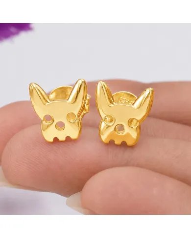 Gold Plated Bulldog Stud Earrings | Animal-Inspired 925 Silver Jewelry