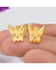Gold Plated Bulldog Stud Earrings | Animal-Inspired 925 Silver Jewelry