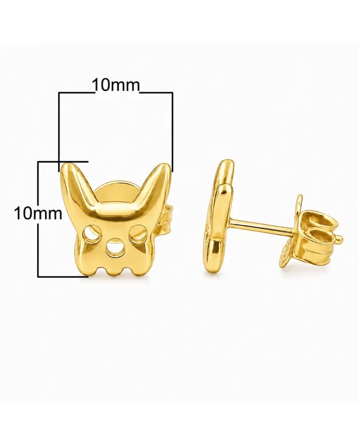 Gold Plated Bulldog Stud Earrings | Animal-Inspired 925 Silver Jewelry