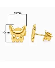 Gold Plated Bulldog Stud Earrings | Animal-Inspired 925 Silver Jewelry