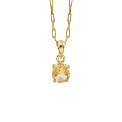Handcrafted Citrine Pendant Necklace in Gold Plated Sterling Silver - Birthstone Jewelry