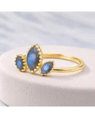 Labradorite Gemstone Ring – Gold Plated 925 Sterling Silver